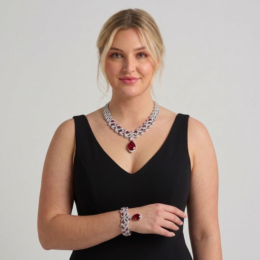 Luxury Women's Wedding Necklace and Earring Set – American Style Jewelry