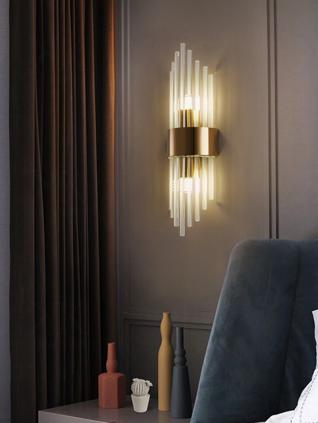 New Gold/Black Stainless Steel Crystal Wall Home Decor Lighting