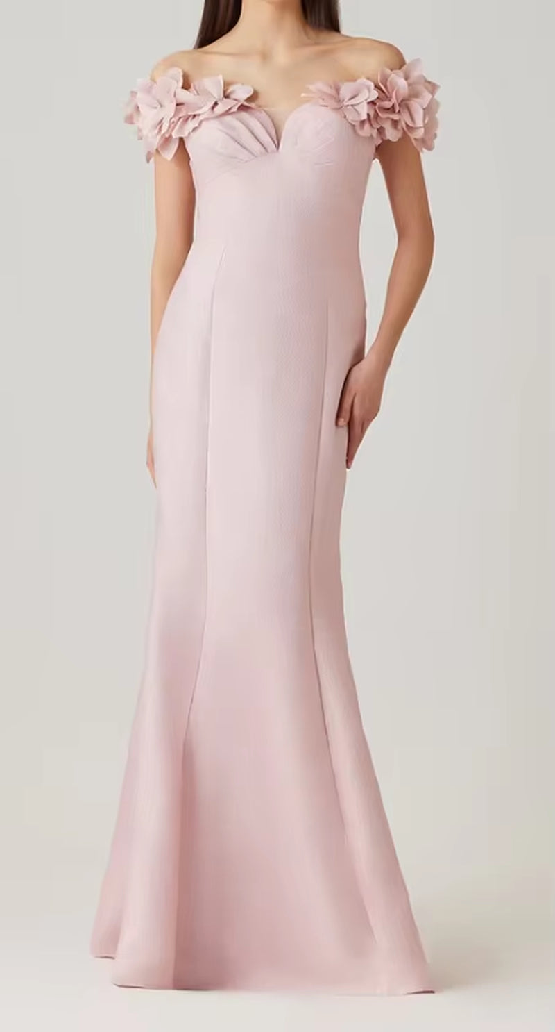 New Customized Pink Off-Shoulder Women Bride Dress Party Wear