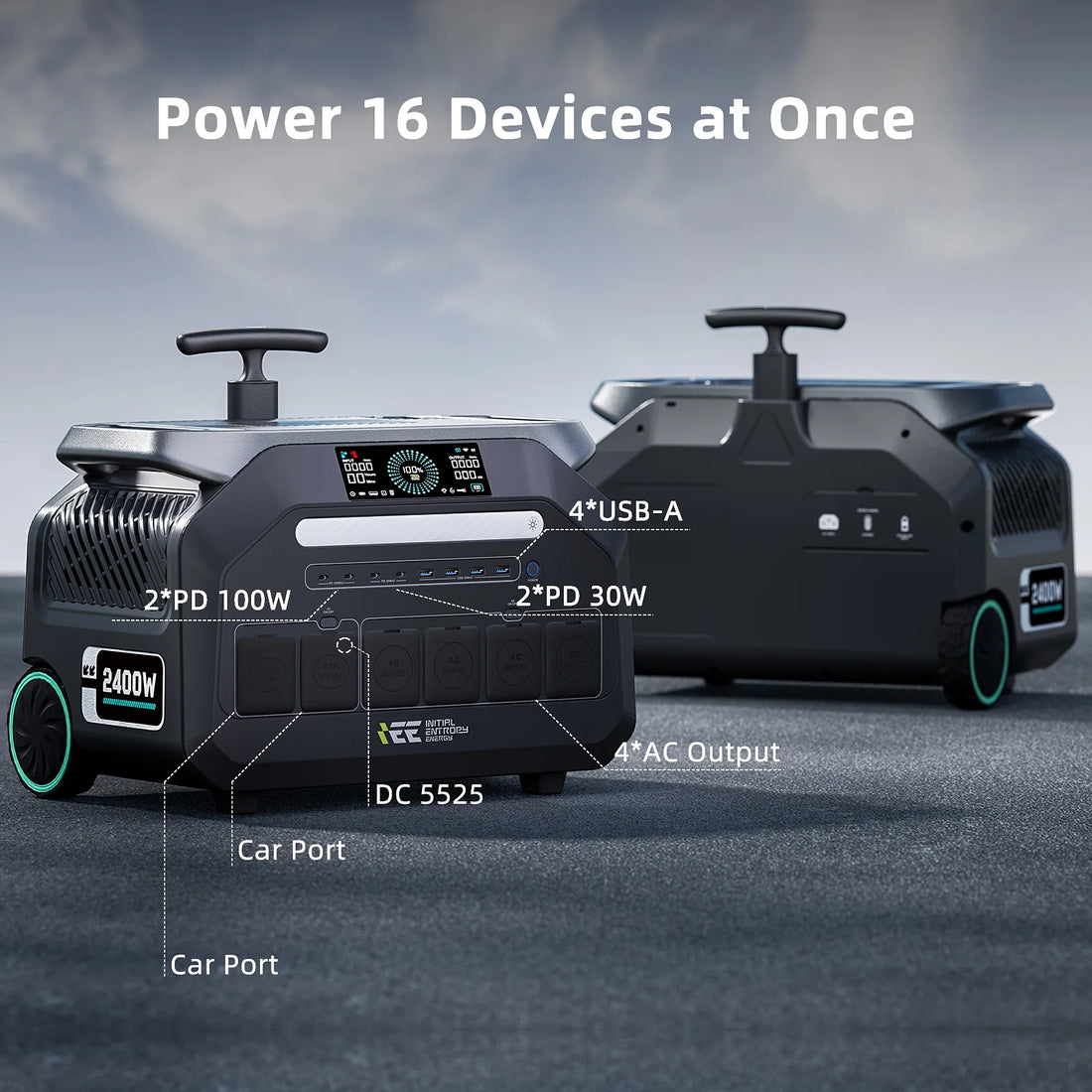 New IEE Solar Generator, 2048Wh/2400W Lifepo4 Power Station App enabled 