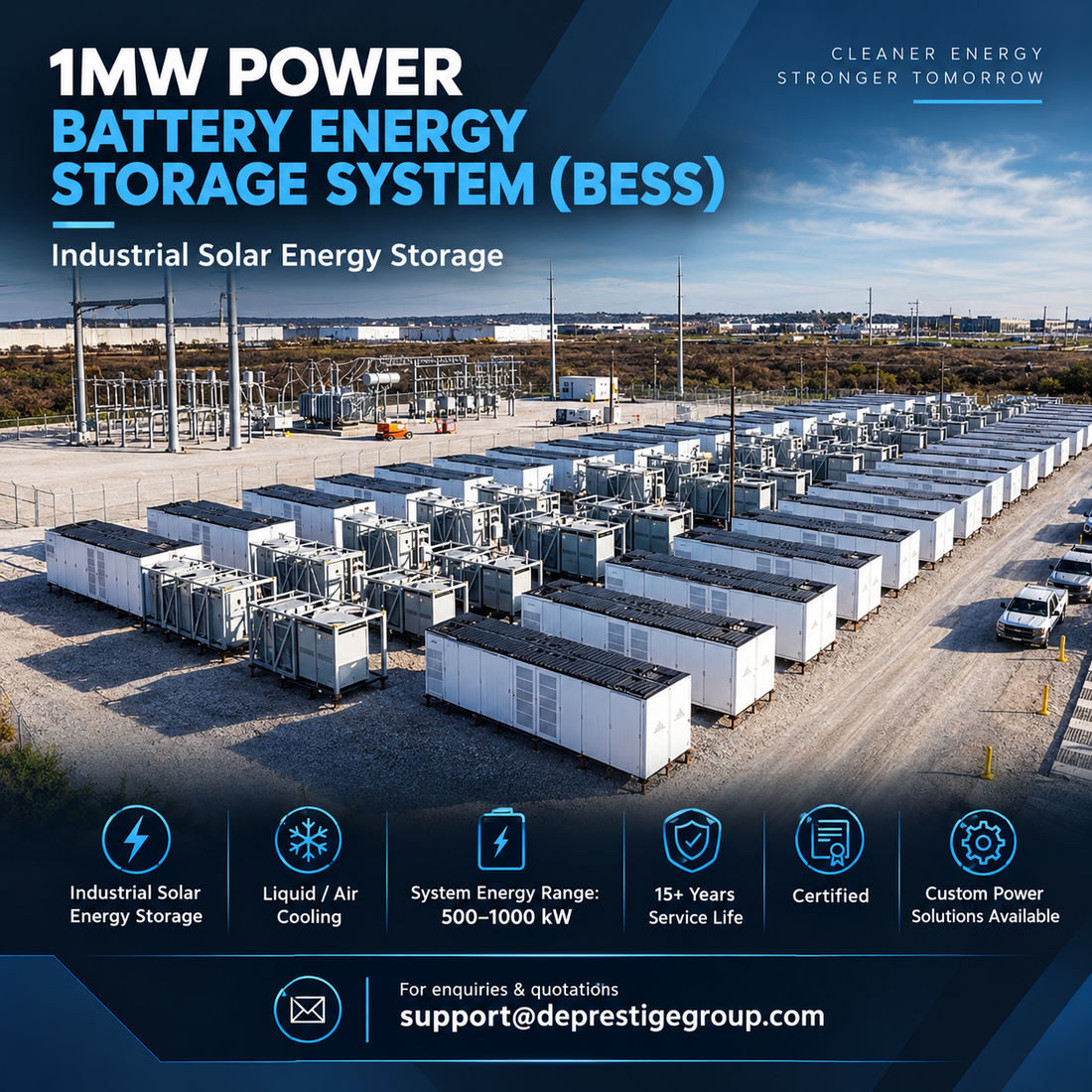 1MW Power Battery Energy Storage System (BESS) –  Industrial Solar Energy Storage Cabinet with Liquid/Air Cooling