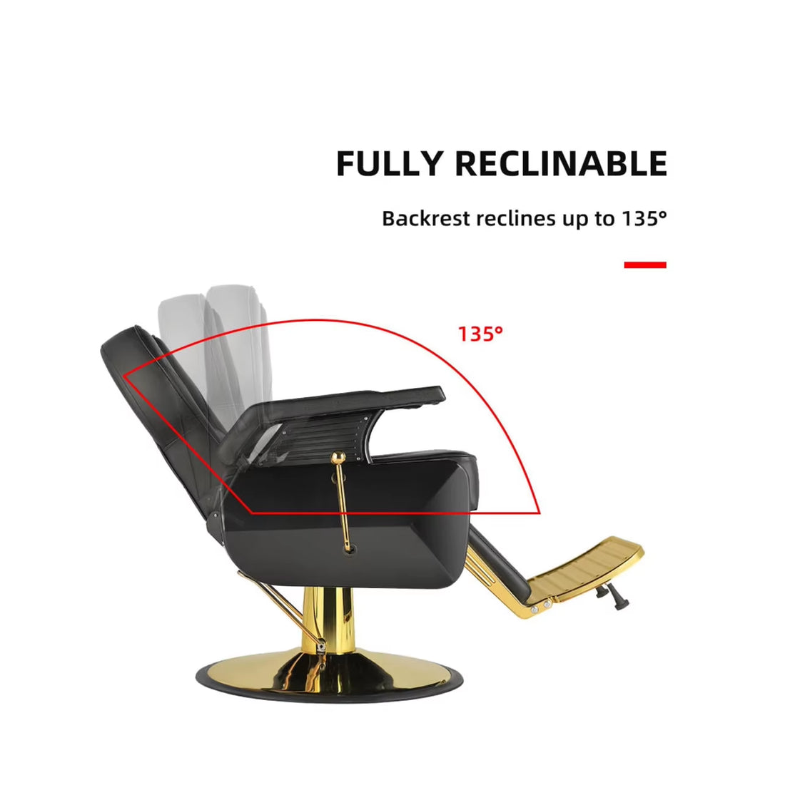 Luxury Gold Heavy Duty Hydraulic Reclining Salon Chair