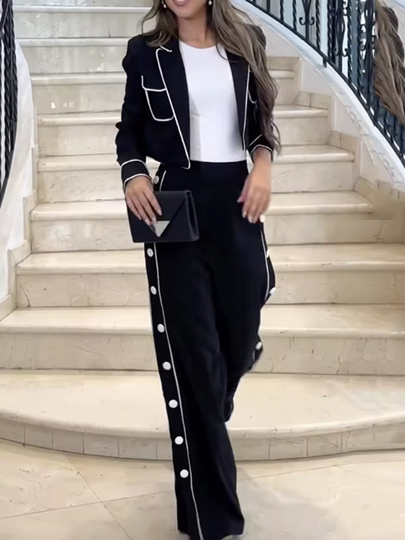 Women Two-Piece Business Casual Pants Set with Jacket