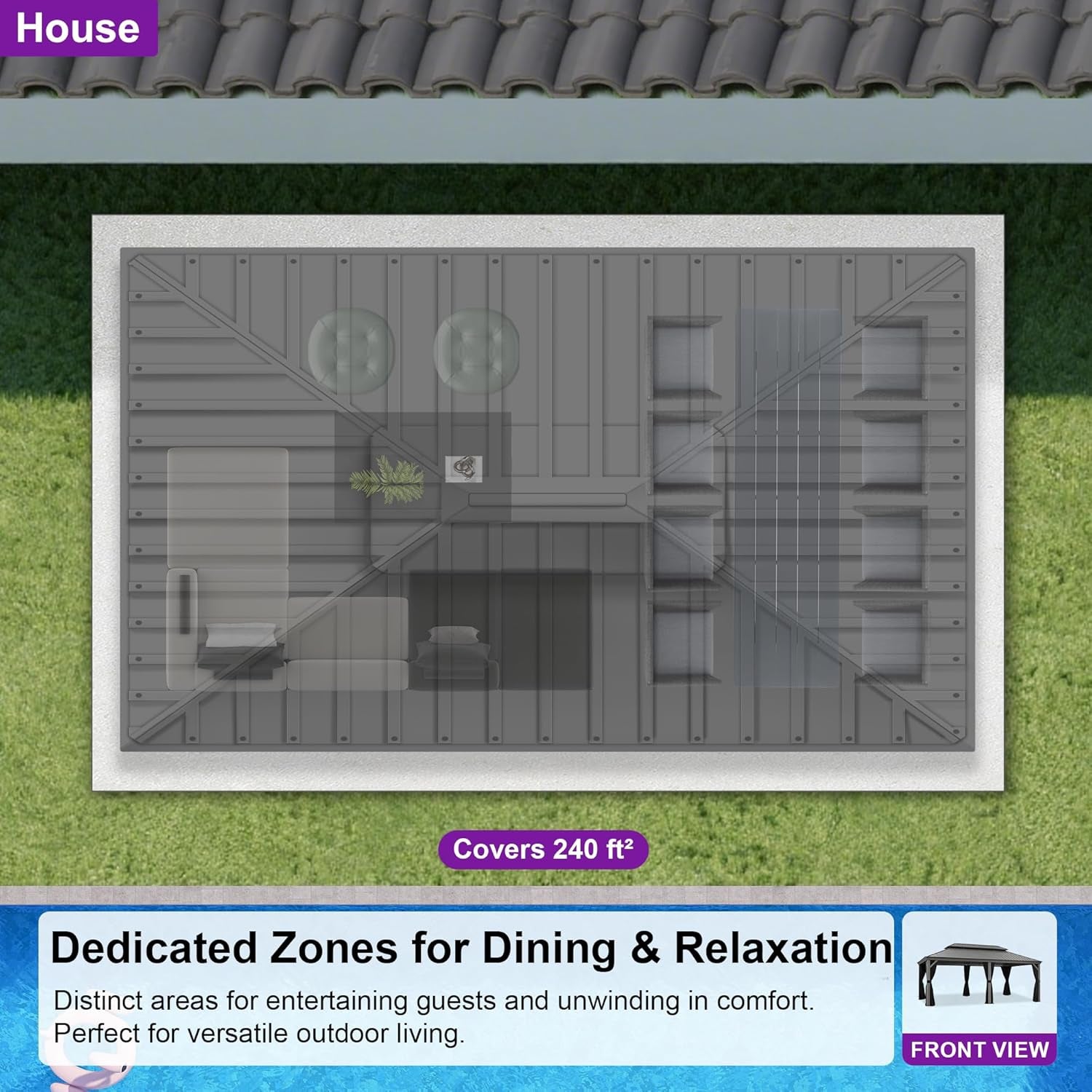 Elite Gazebo with Galvanized Steel All Weather Wind Resistance 