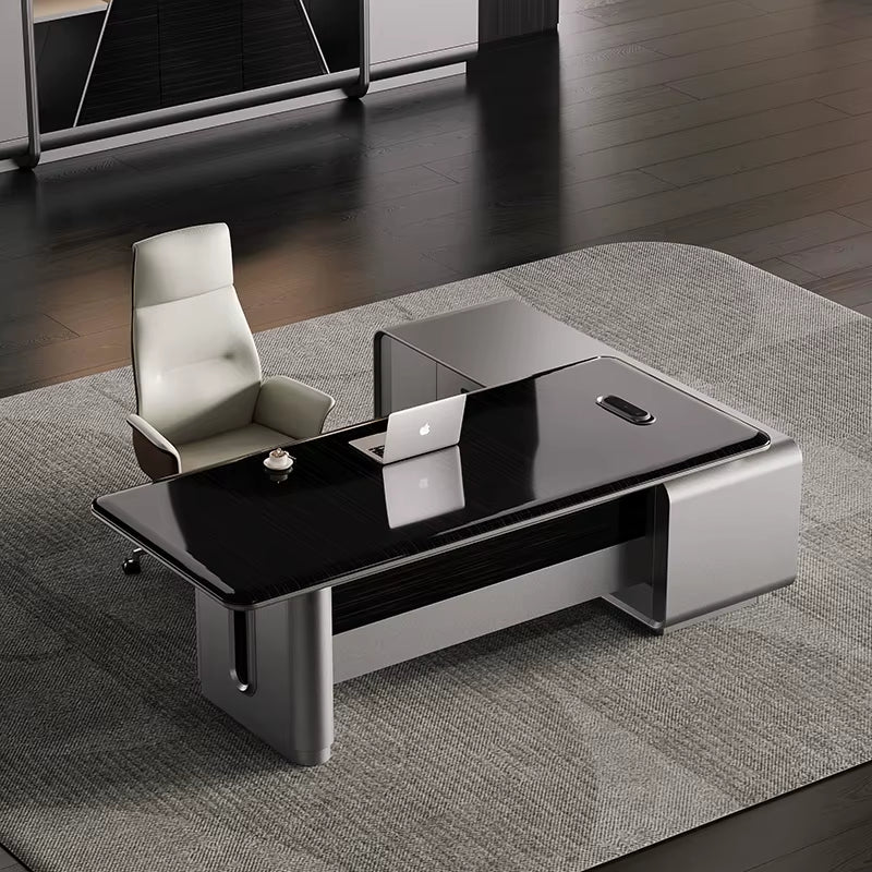 High-End Luxurious L-Shaped Director'S Desk with LED Lights a Tech-Savvy CEO Office Desk