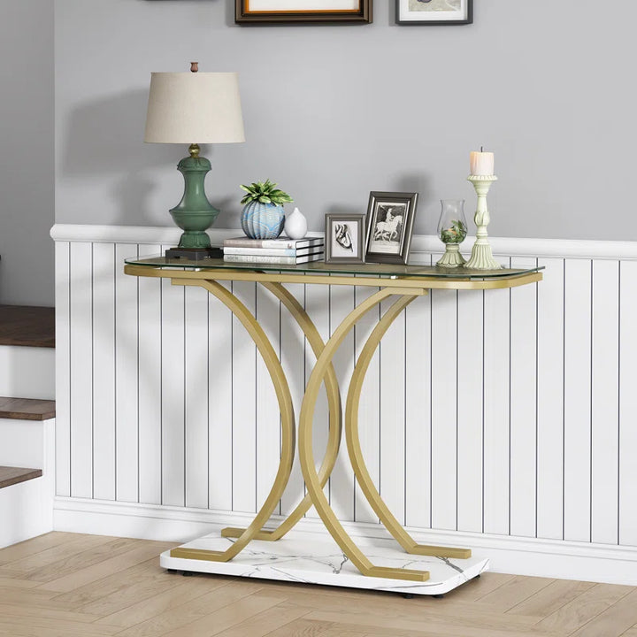 Vintage Millwood 43.3'' Glass Top Console Table