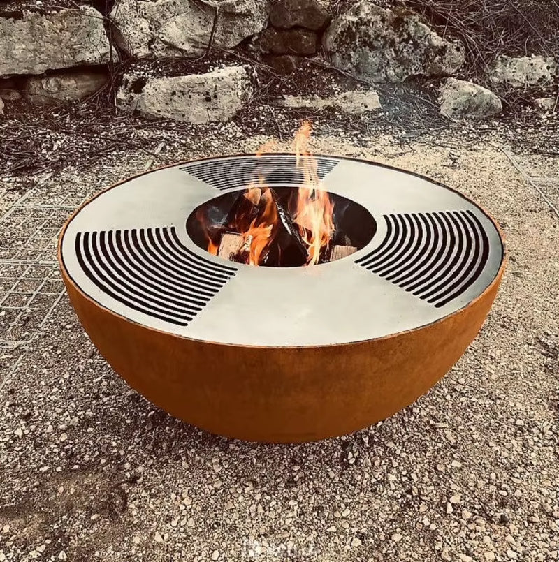 New Outdoor Cooking Steel Hemisphere Fire Pit Bbq Grill