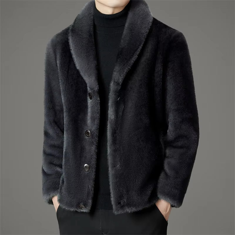 Premium Men's Fashion Autumn Winter Men  Fur Jackets Men'S Thick Warm Solid Outerwear