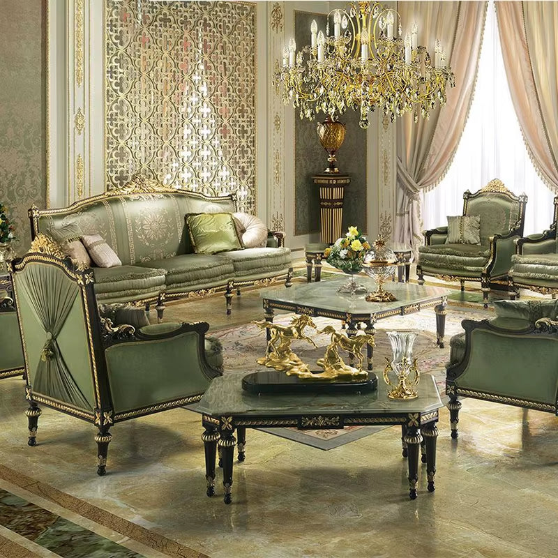 New High-End Classical Luxury Solid Wood Sectional Sofa 