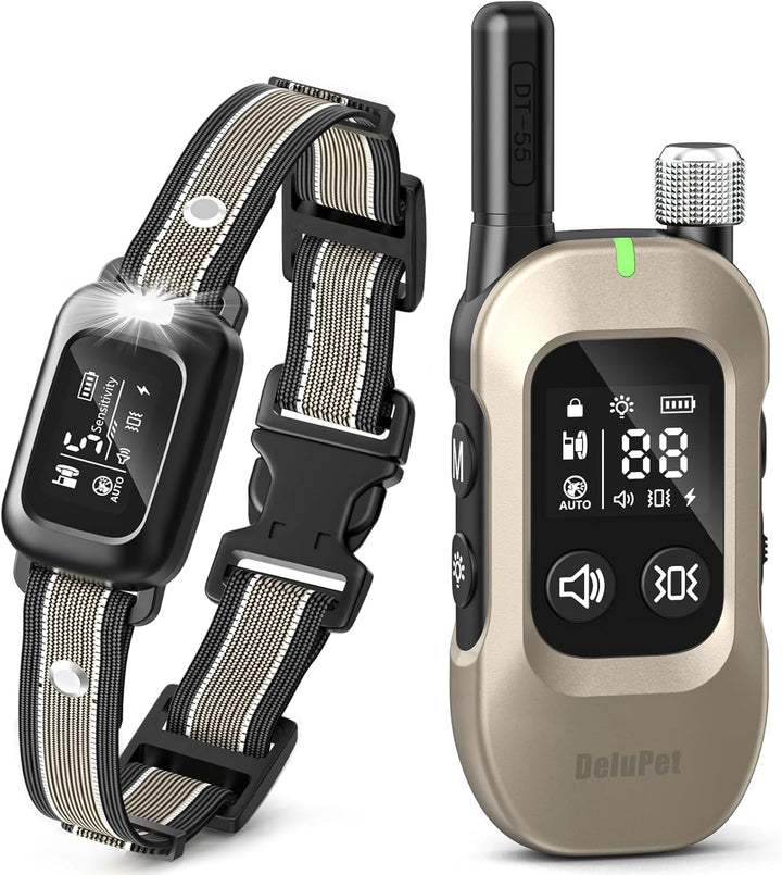 New Premium Long Range 2-in-Dog Bark & Shock Training Collar – 4500FT LED Light