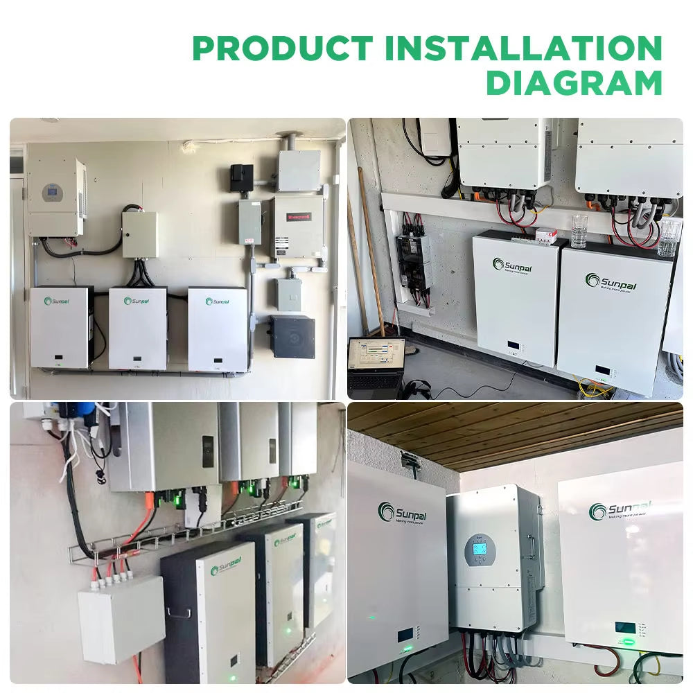 Sunpal 48V 100AH 200AH 5Kwh 10Kwh Lifepo4 Powerwall Solar Battery Smart BMS 30 Units Parallel