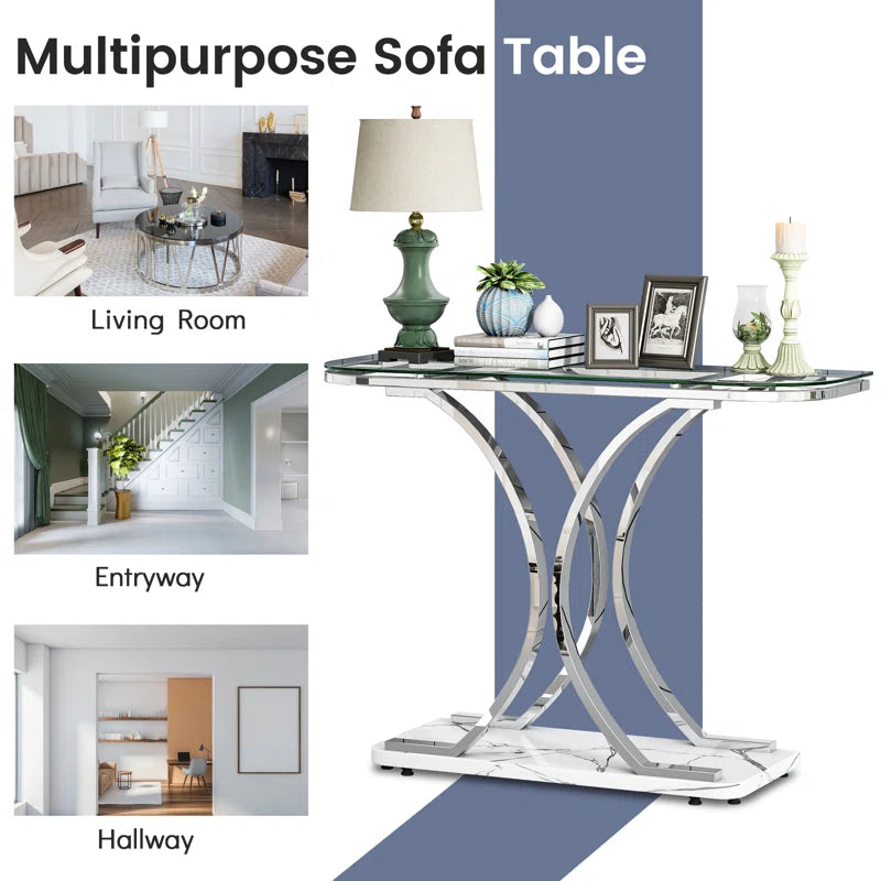 Vintage Millwood 43.3'' Glass Top Console Table