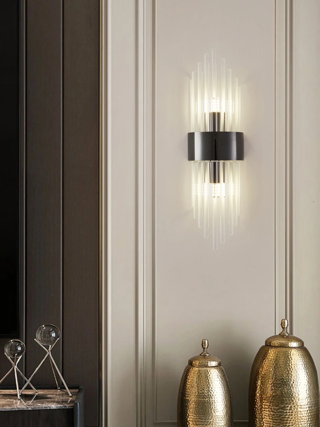 New Gold/Black Stainless Steel Crystal Wall Home Decor Lighting