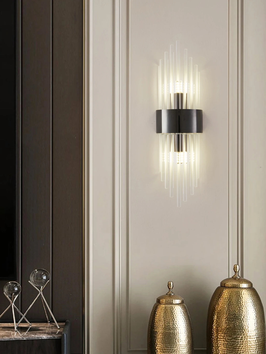 New Gold/Black Stainless Steel Crystal Wall Home Decor Lighting