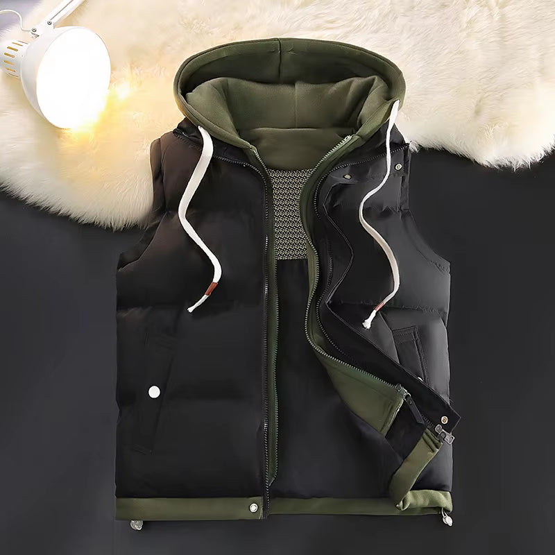 Down Cotton Vest Male Autumn Winter Middle School Students Loose Brand Fashion Trend Thickened Waistcoat Cotton-Padded Jacket