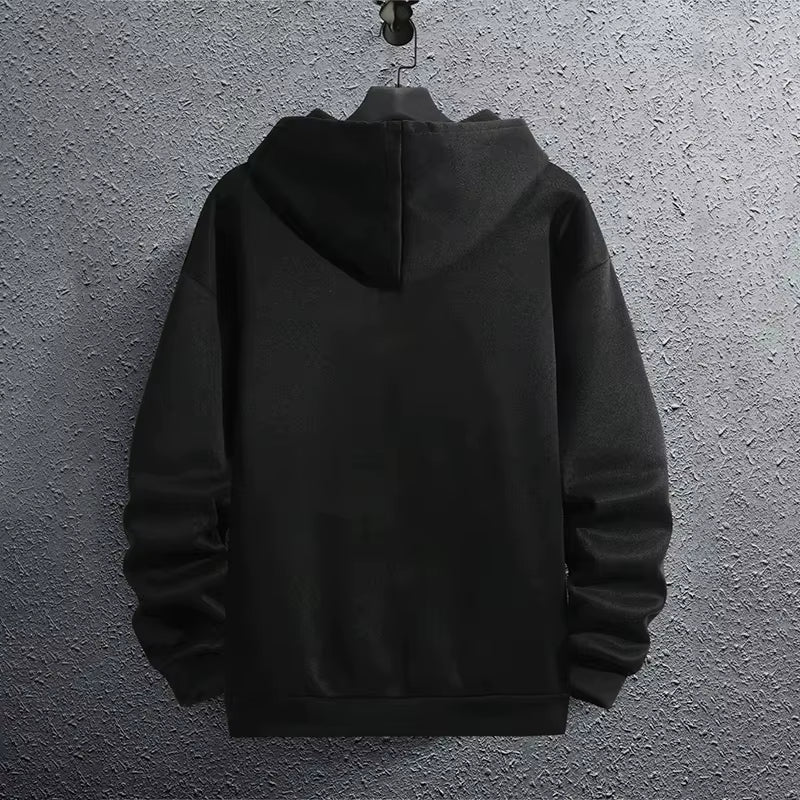 Men's Printed Hoodies Pullover Loose Black Sweatshirt