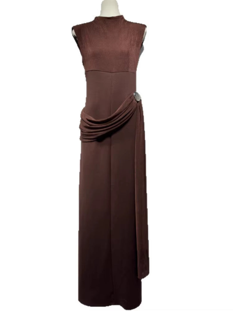 New Stand Collar Sleeveless Women Stylish Dress