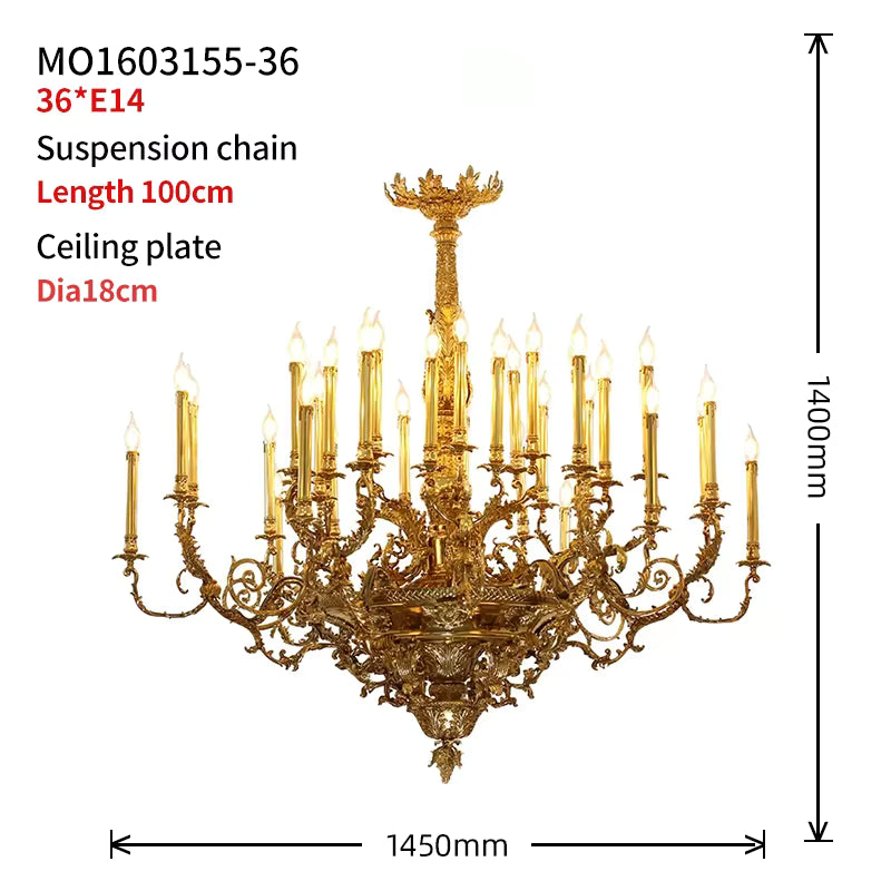 Luxury Baroque Bronze Chandelier with Antique Brass Finish