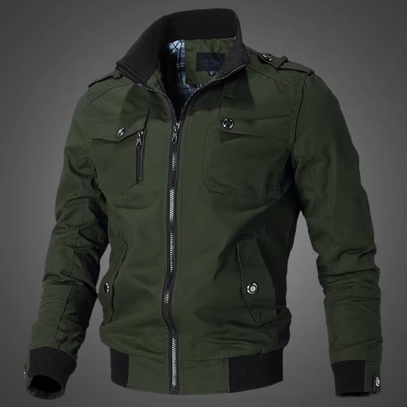 New Winter Spring and Autumn New Workwear Flight Jacket Men'S Thin Casual Top Coat Air Force Standing Collar Coat