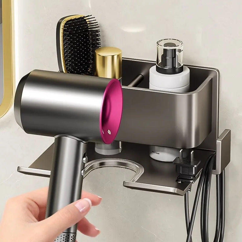 Luxury New Hair Dryer Holder Wall Dryer Cradle Straightener Stand Hairdryer Organizer Storage Box Toilet Blower Holder Bathroom Shelves