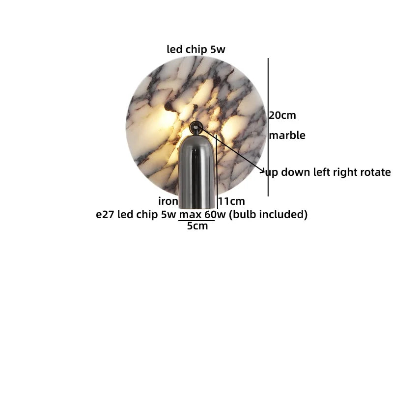 Marble Glass LED Wall Sconces Lights Indoor Bedroom Lamps 