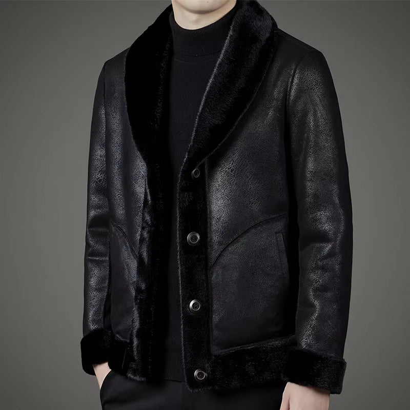 Premium Men's Fashion Autumn Winter Men  Fur Jackets Men'S Thick Warm Solid Outerwear