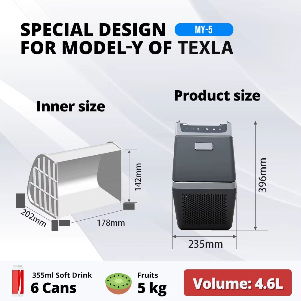 Wholesale Texla Accessories 4.6L Tesia Modle Y Fridge Mini Modified Car Refrigerator with LED Control