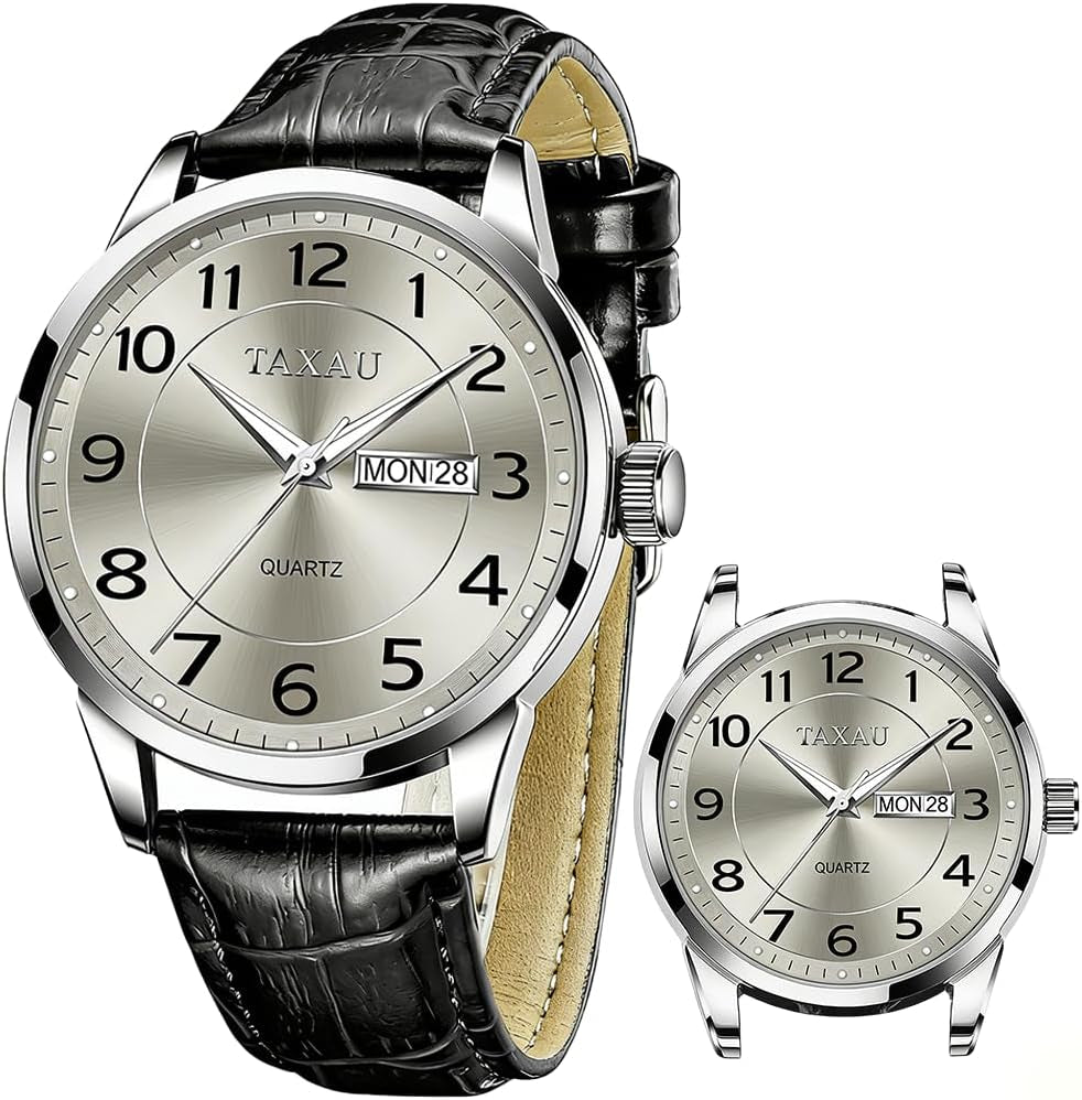 Watches for Men Luxury Analog Waterproof Classic Leather Large Face Simple Easy Read Quartz Minimalist Dress Day Date Quartz Mens Watches