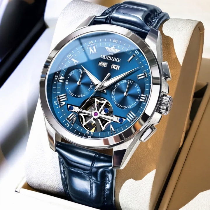 Men's Luxury Automatic Skeleton Watch – Leather Strap Watch