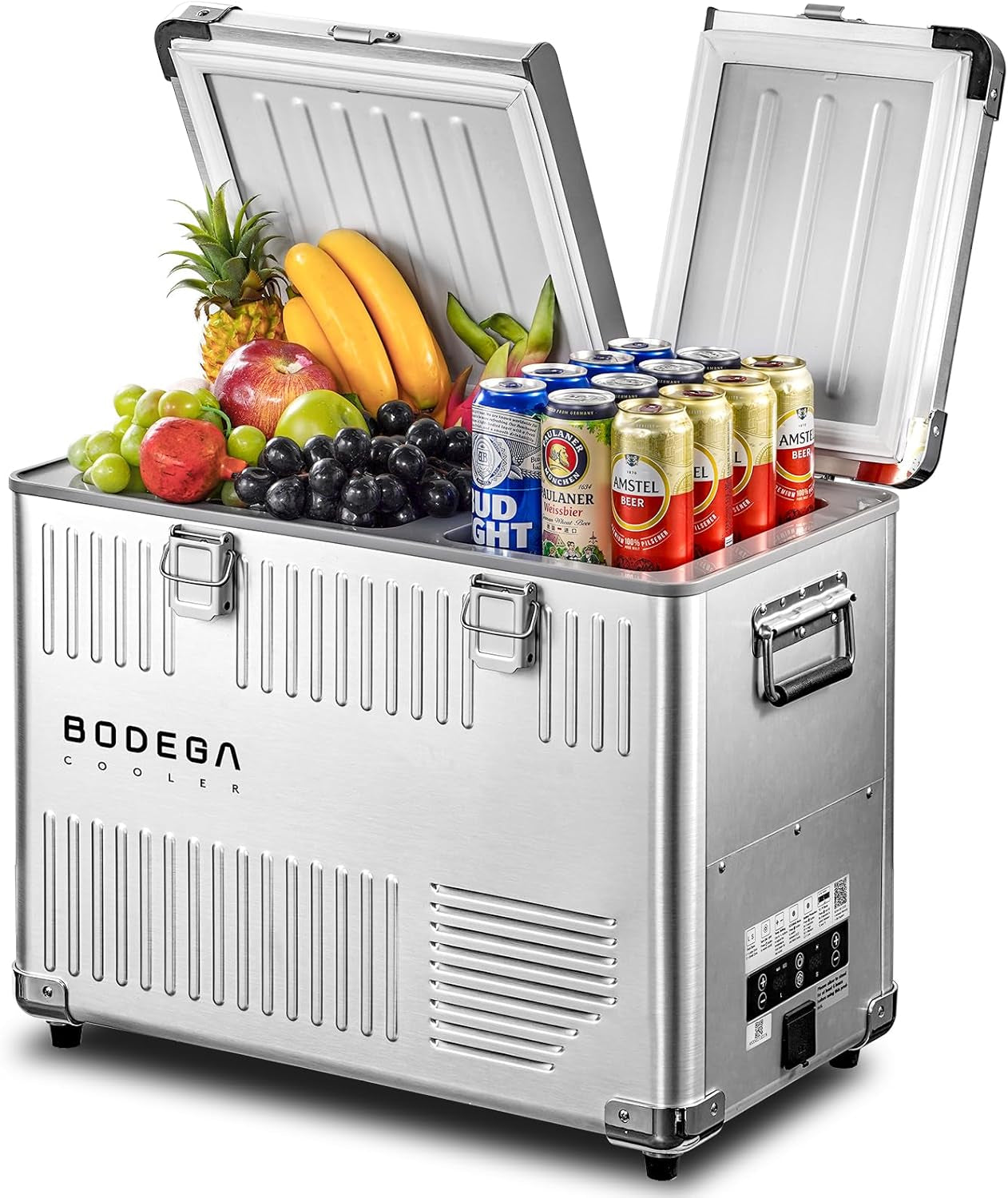 53 Quart (50L) Portable Car Refrigerator, 12V Dual Zone Car Fridge Freezer, Lightweight Aluminum Electric Cooler with Compressor, -4°F to 68°F, DC/AC for Truck, RV, Camping, Van, Home Use