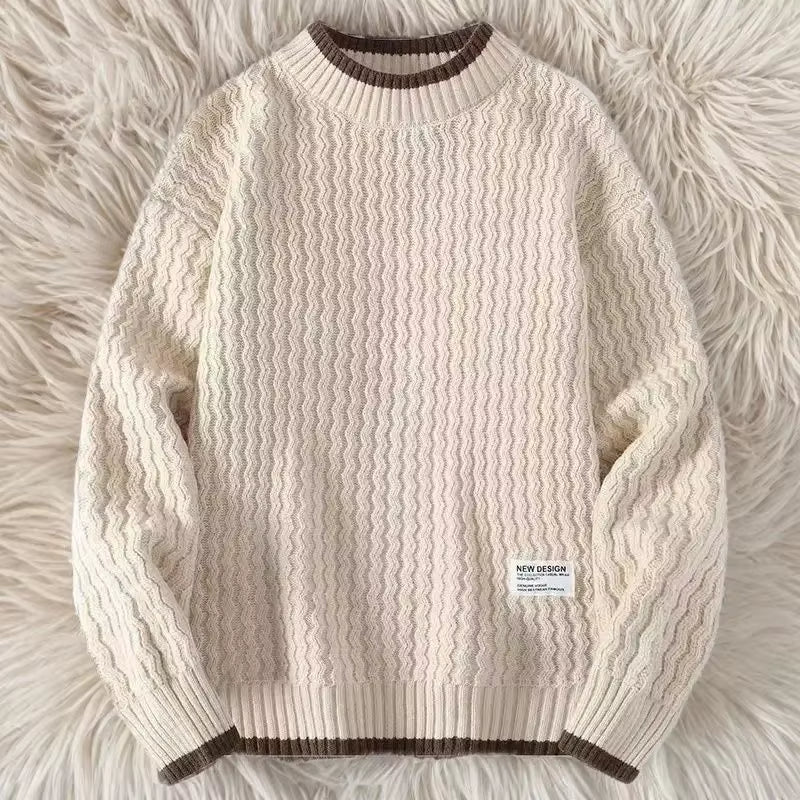 Thick Fleeced Crewneck Warm Knitwear round Collar Designer Pullover Man Korean Reviews Clothes Style Knitted Sweaters for Men