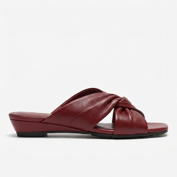 Women's Sheepskin Cross-Strap Bow Sandals – Elegant 3 cm  Heel Slides