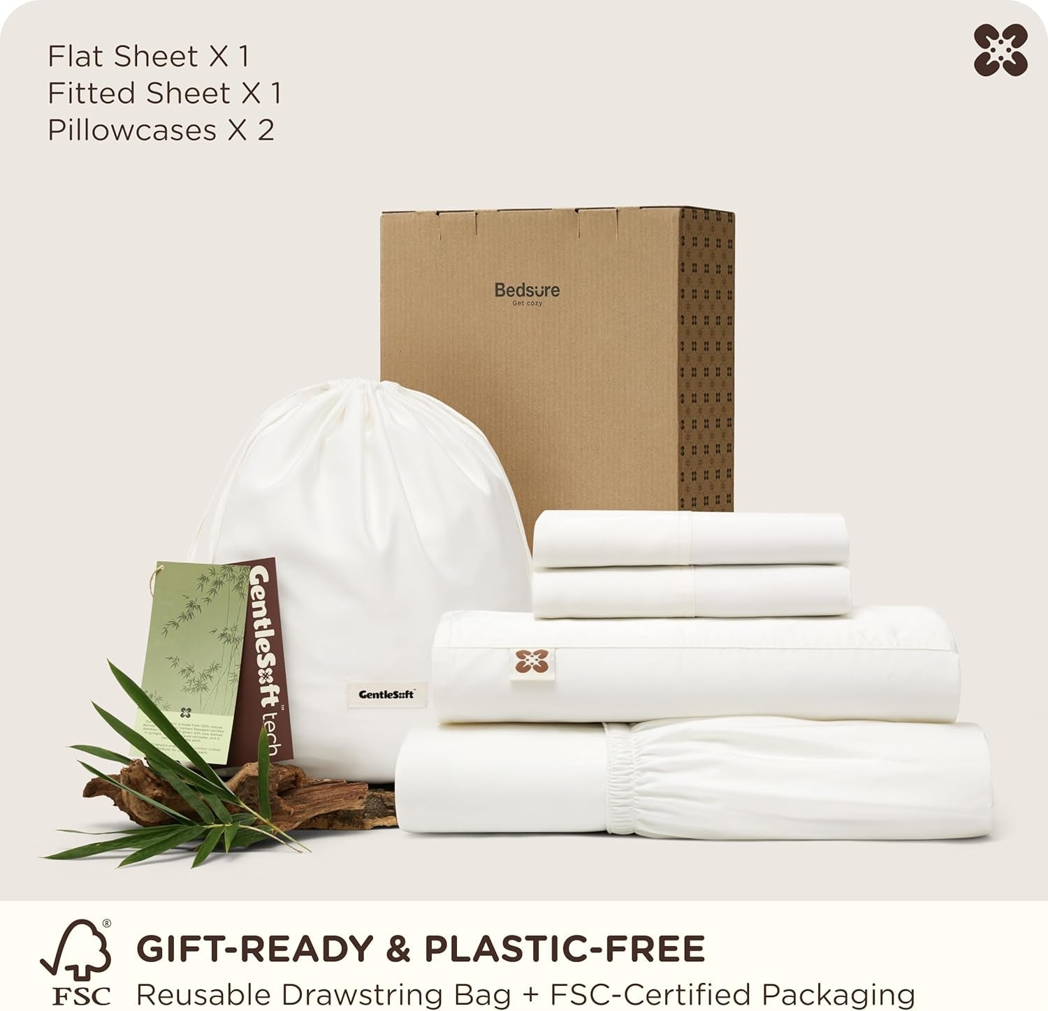 Premium 100% Organically Bamboo Viscose King Size Sheets Set