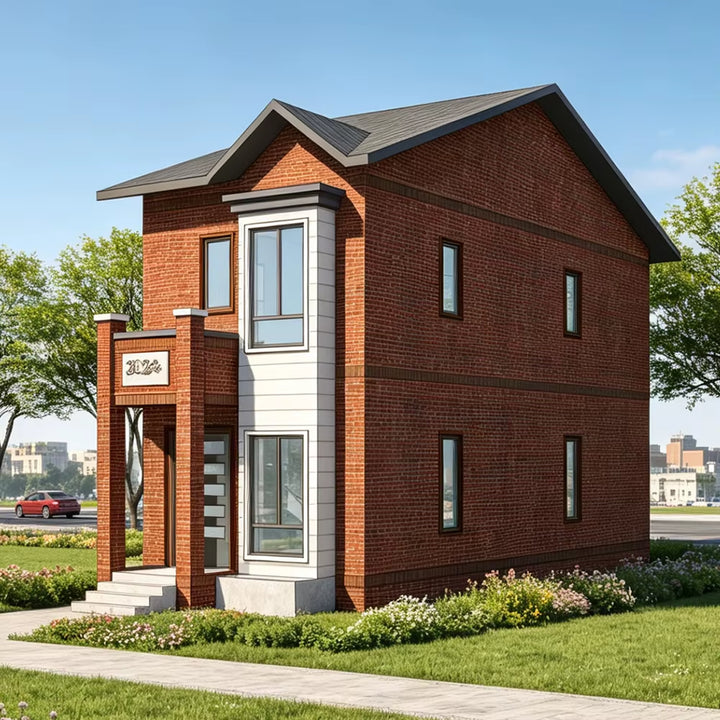Modular Prefab Narrow Module Townhouse Light Gauge Steel Timber Structure Heavy Steel Frame Modern Prefabricated House Solution