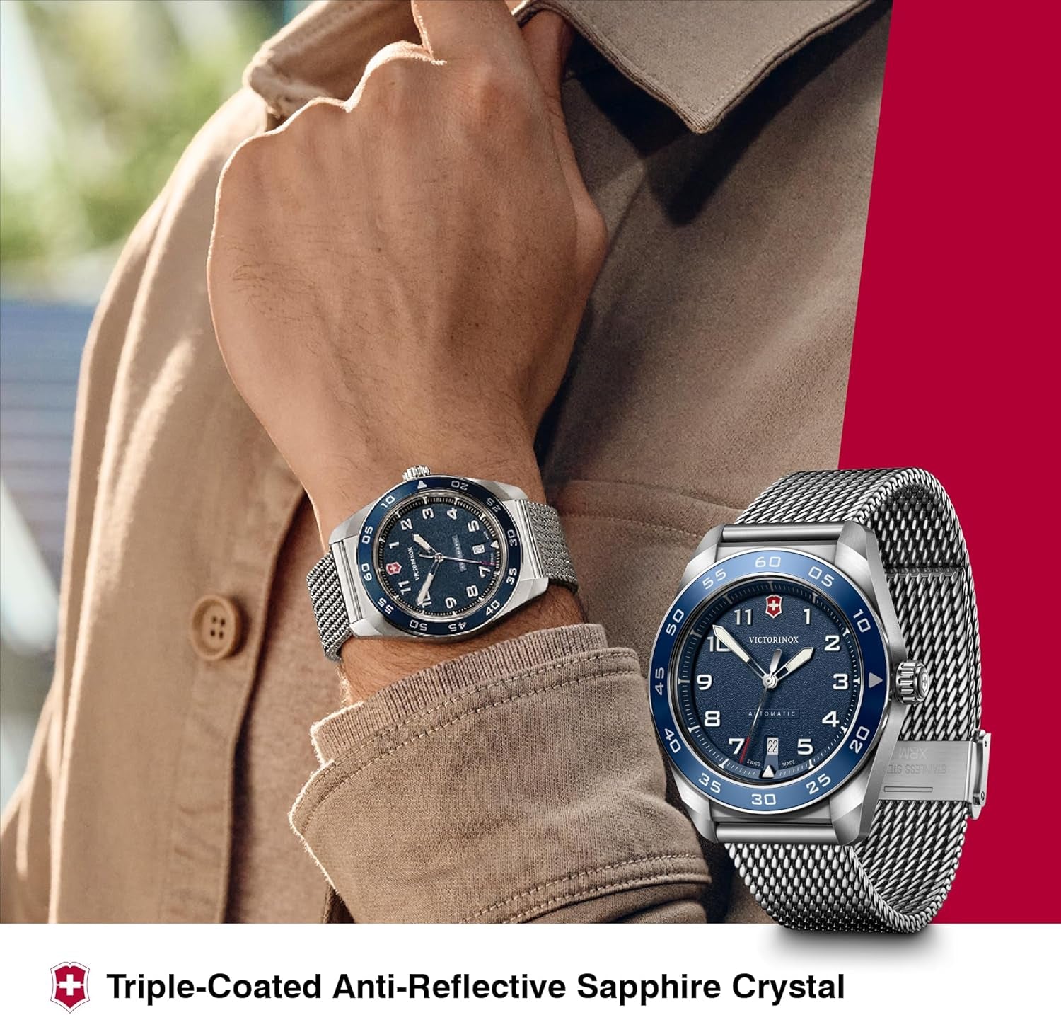 Modern Military Automatic Blue Dial Mens Watch