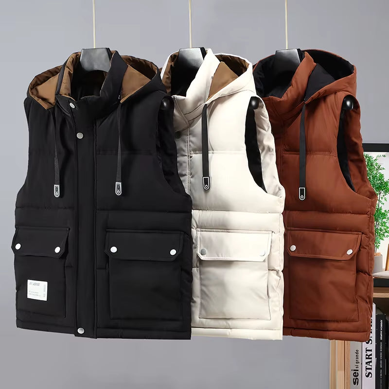 Premium Men Fashion Autumn Winter Men Thicken Cotton Waistcoat Sleeveless Vests Jackets 
