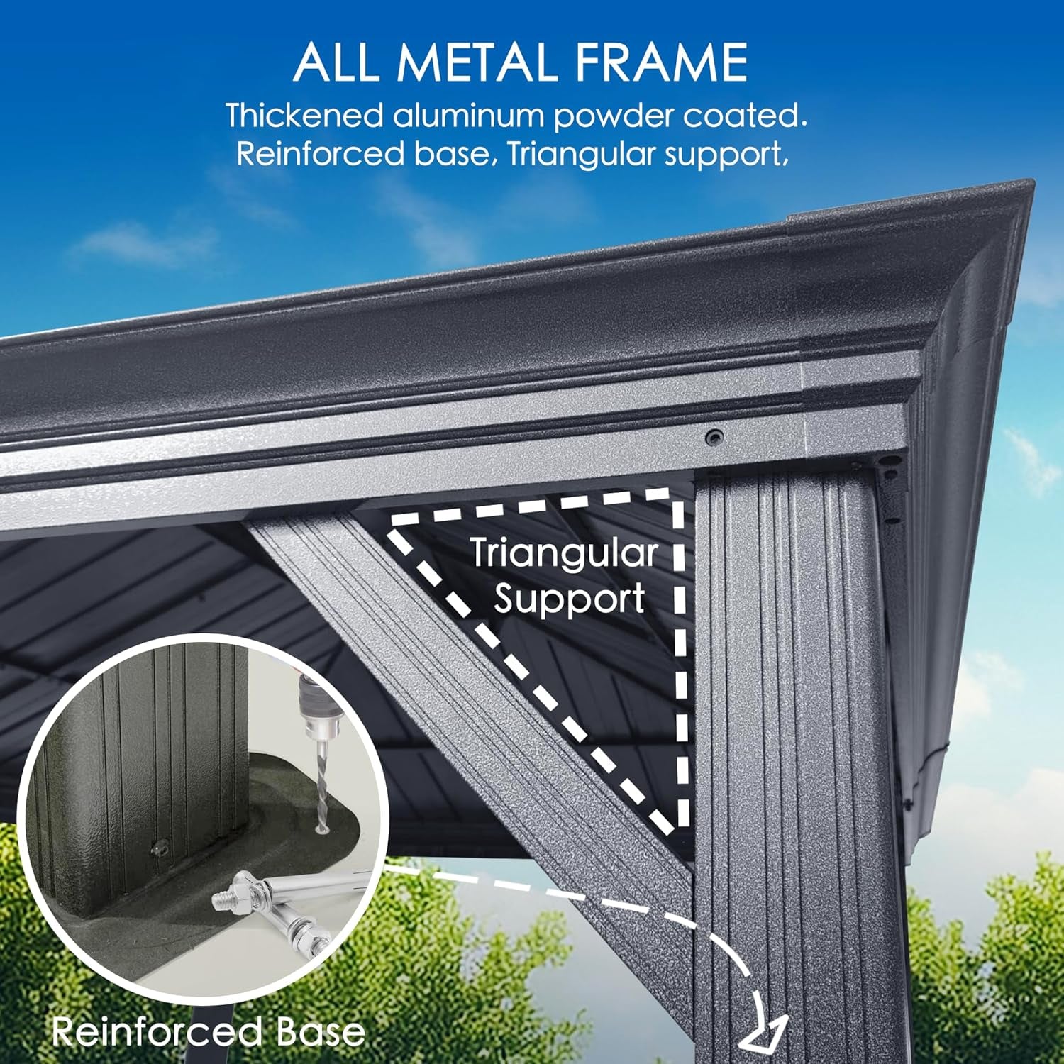 Modern Hardtop Aluminum Metal Gazebo with Galvanized Steel Double Roof 