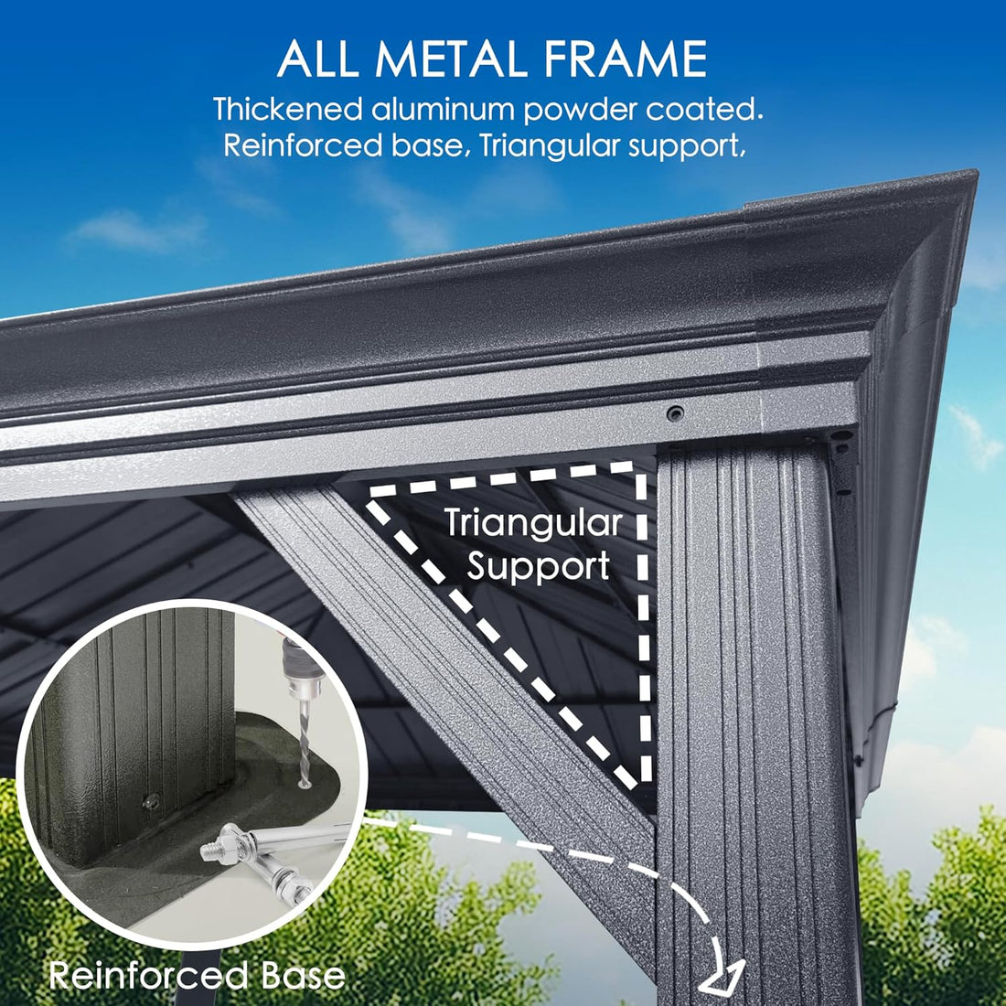 Modern Hardtop Aluminum Metal Gazebo with Galvanized Steel Double Roof 