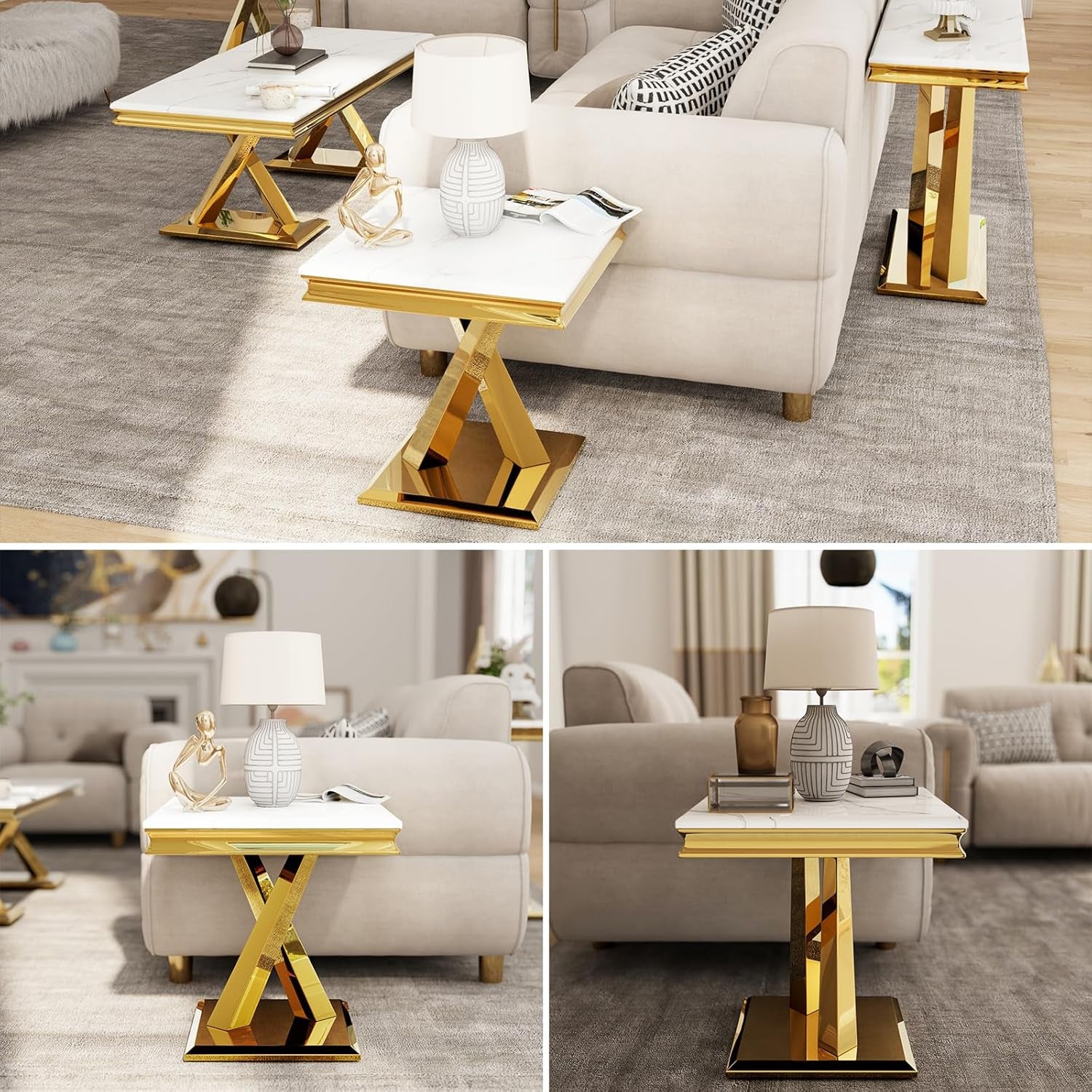 Premium Gold End Accent Table for Office - Home Living Room