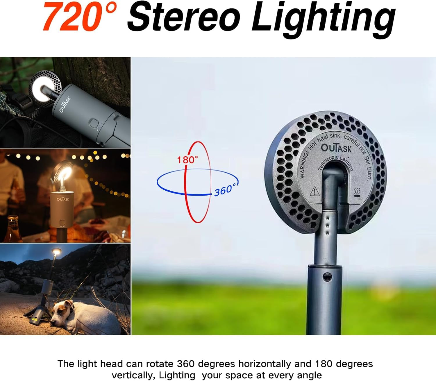 Camping Light Telescopic, Collapsible Magnetic Camping Lantern with 12000Mah Battery, Telescoping IPX6/IPX7 Waterproof Flashlights, Camping Lamp for Emergency, Camping, Hiking (Gray)