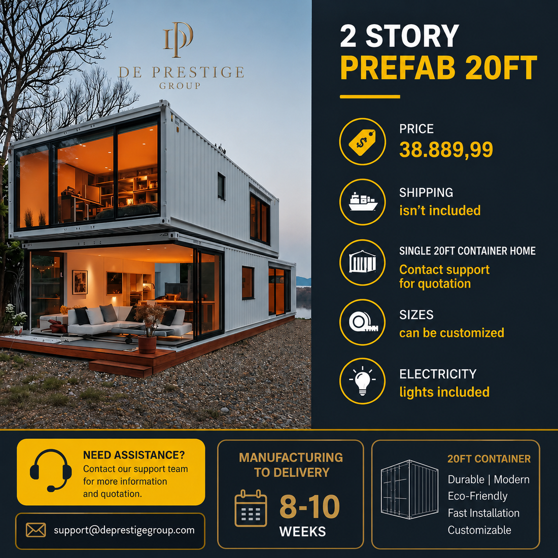 Moderne Luxus-2-stöckiges Container-Haus Vorgefertigte Modulhaus-Villa