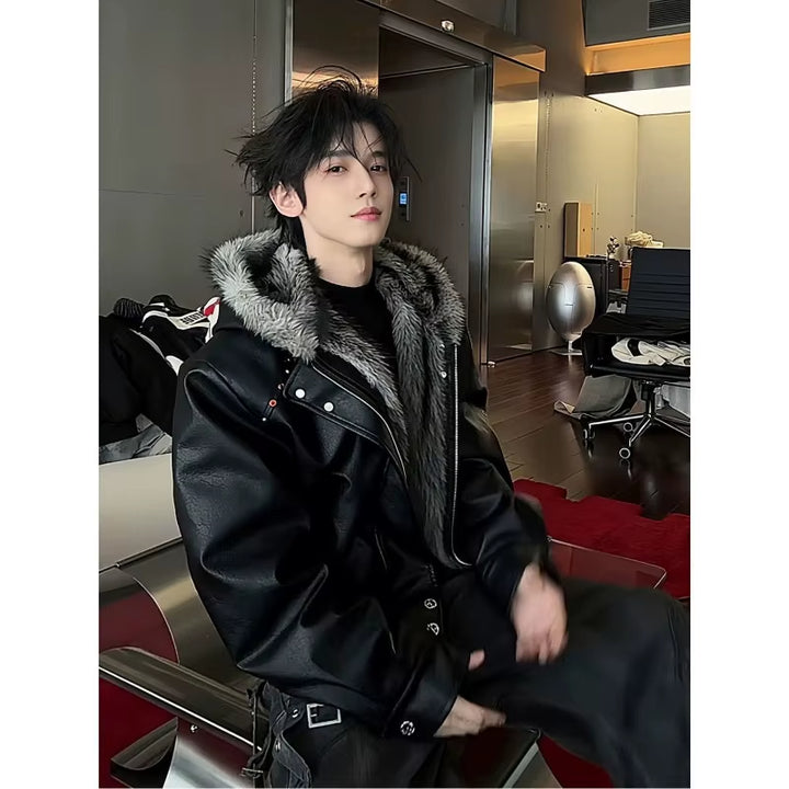 Modern Mens American Fur Hooded Jacket 