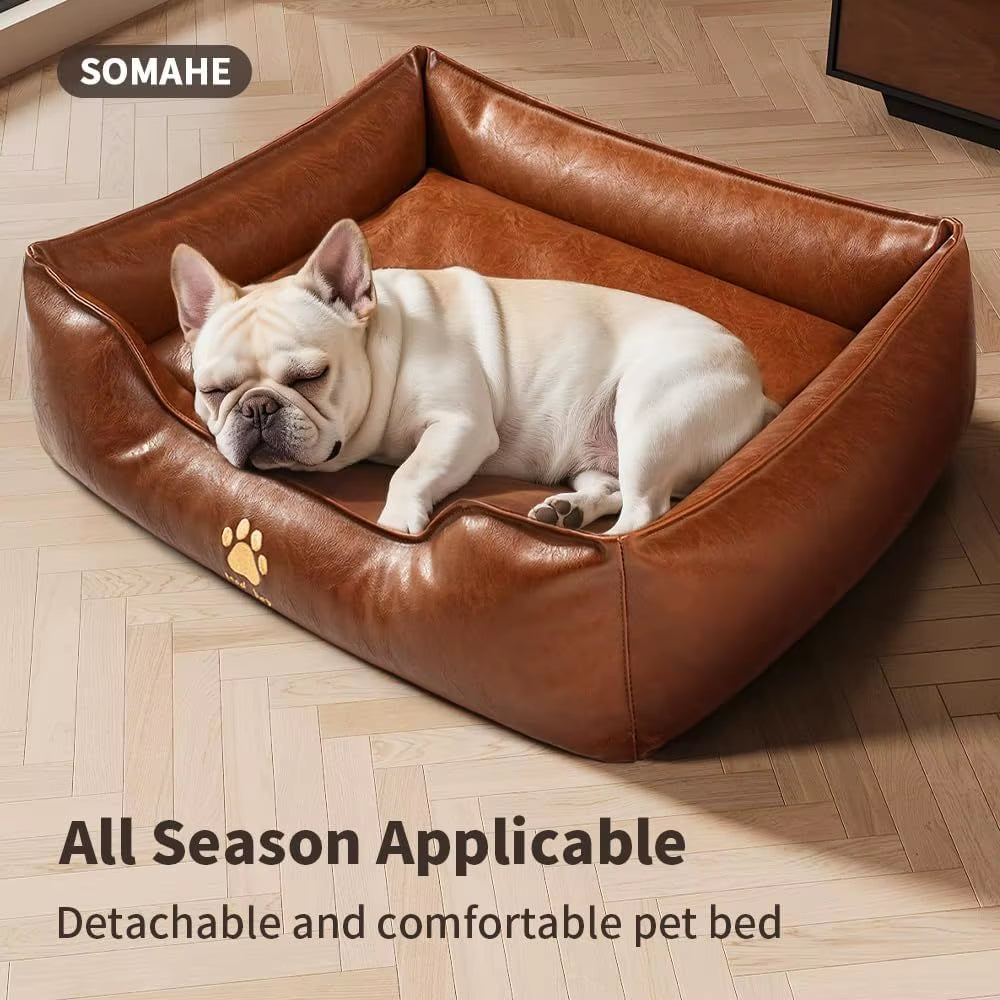 Premium Leather Cat Bed for Indoor Cats & Small Dogs 