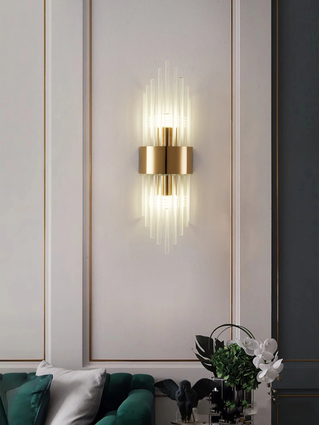 New Gold/Black Stainless Steel Crystal Wall Home Decor Lighting