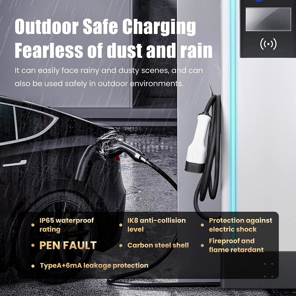 Home CCS2 Dual Gun 7Kw 230V Car Battery Charger Fast AC EV Charging Station