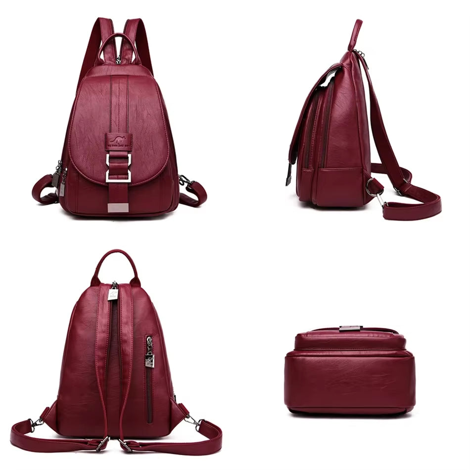 New Arrived Women Anti Theft Backpack Quality Leather School Shoulder Multifunction Backpack 