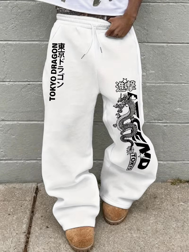 Men's 3D Print Drawstring Loose Casual Sports Pants