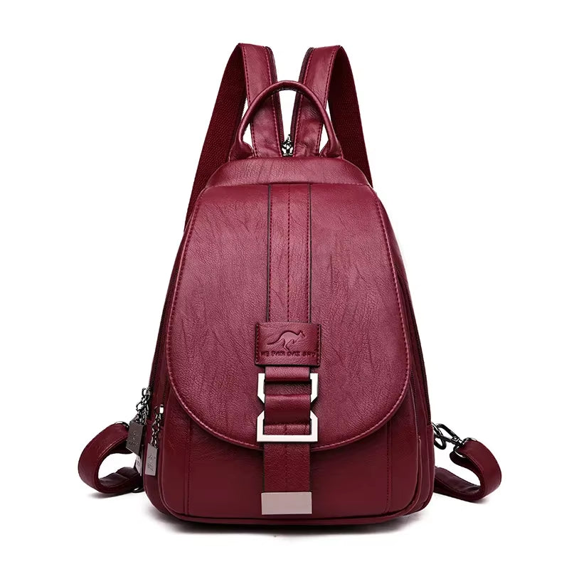 Modern Women Anti Theft Backpack Quality Leather School Shoulder Multifunction Backpack