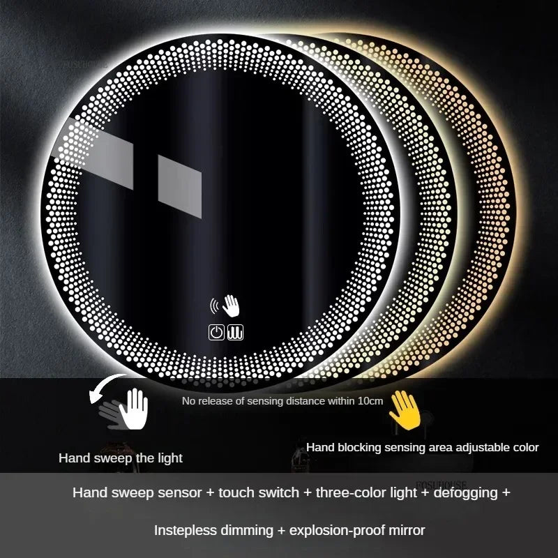 Modern multi colour Adjustable Smart Bathroom Mirror Wall Mounted Defogging Decorative Mirror