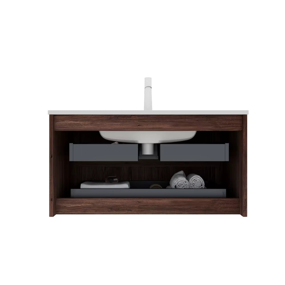 Modern Bathroom Vanity with Sink, Wall-Mounted Cabinet with 2 Drawers